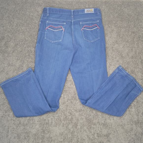 Jean Team High Rise Groovy Retro Distressed Faded Blue Jeans Size 36/30 - Picture 6 of 12